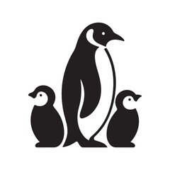 Obraz premium penguin family vector silhouette clip art abstract outline logo design illustration