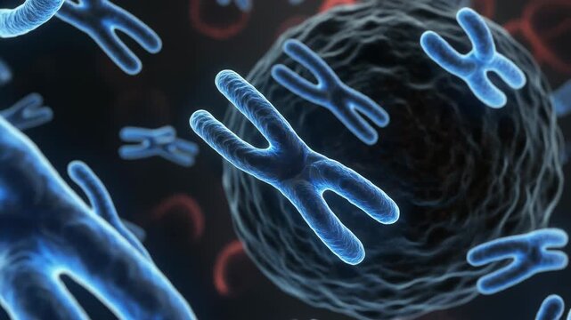 3D Animation of Chromosomes and Cellular Aging, Demonstrating Telomere Shortening