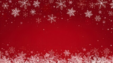 Red Christmas background with white snowflakes frame festive winter holiday design and seasonal celebration space