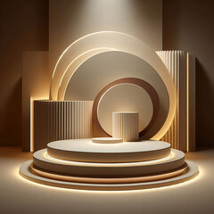 Obraz premium Empty 3D Podium on Stage for Exhibit