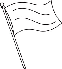 A black and white illustration of a waving flag on a pole