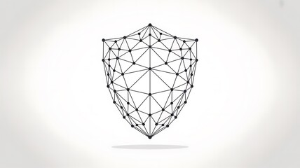 Geometric Shield Icon - Abstract Digital Security & Data Protection Wireframe