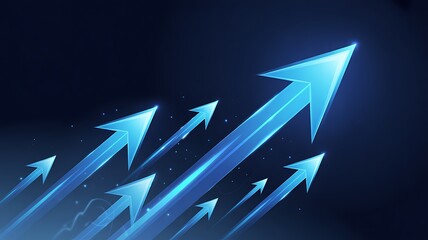 Glowing Blue Upward Arrows - Business Growth & Success Concept