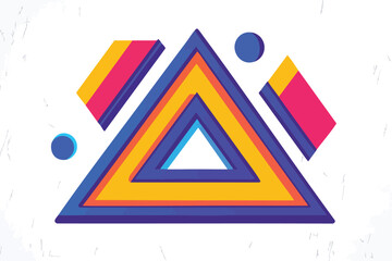 A vibrant and modern geometric design features a layered triangle shape with colorful gradients and abstract elements, perfect for digital backgrounds and creative projects.