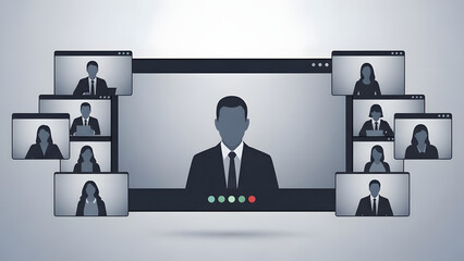 business man standing in front of his team. GENERATIVE AI