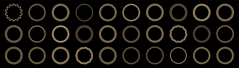 Plakat Ornamental circular frames set with luxury decorative patterns. Elegant golden rings for labels badges