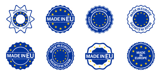 Made in Europe quality badges with star circle. Origin certification labels for European products © top dog