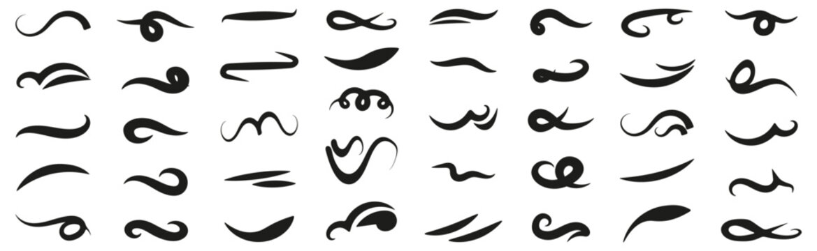 Calligraphic flourish elements and decorative strokes. Elegant swashes for typography and ornamental