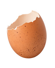 Broken brown eggshell on black background