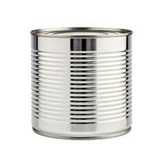 Shiny silver tin can on black background