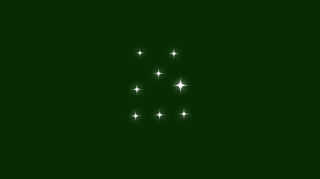 White cartoon blinking stars and glitter sparkles, flat vector doodle style, shining twinkle effect, magical glowing lights animation for green screen backgrounds in 4K use