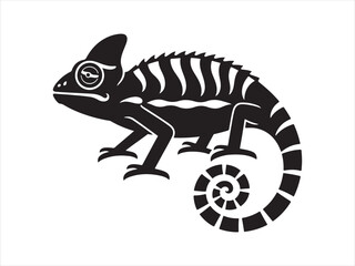 Black chameleon silhouette vector illustration, Chameleon silhouette on branch isolated vector design © Creative Ai Shop