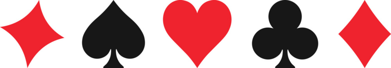 playing cards icons set both black and red isolated on transparent background.playing cards icons set both black and red isolated on transparent background.playing cards icons set both