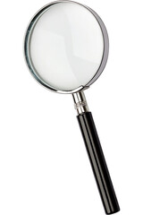Magnifying glass with black handle on black background