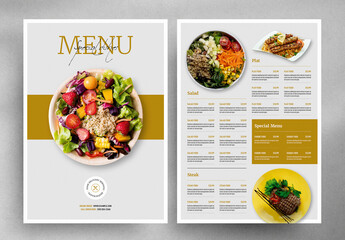 Food Menu Layout with Golden Accents