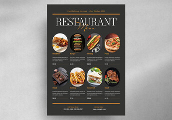 Food Menu Dark Layout with Orange Accents