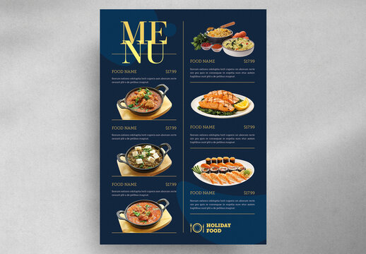 Food Menu Layout with Yellow Accents
