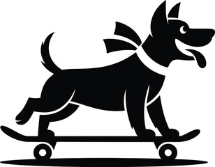 Happy Dog Riding on Skateboard