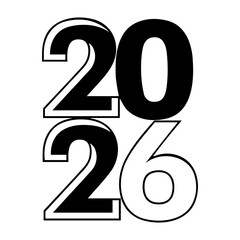 Bold Black and White 2026 Typography Design for New Year Celebrations and Future Planning