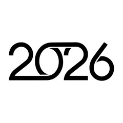 Minimalist black and white interconnected line art logo design for happy new year 2026