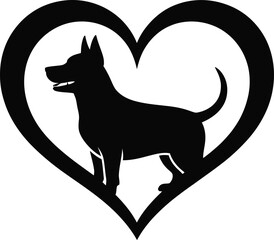 Faithful Dog Inside Heart Frame
