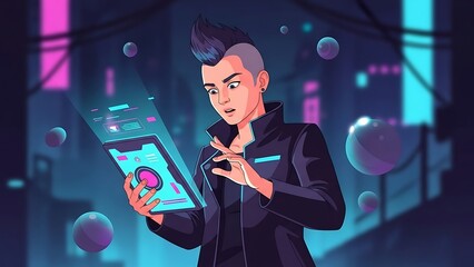 Tech developer examining digital interface