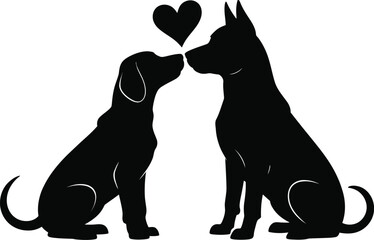 Canine Love Heart Silhouette Art