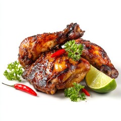  Delicious Roasted Poultry Meal on White Background.