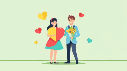Valentine's Day couple in love people cartoon vector illustration
