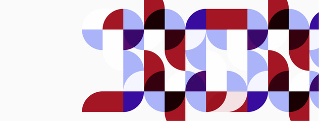 Obraz premium Abstract geometric pattern. Circles overlap creating colorful texture. Red, purple, white dominate composition. Modern design element.