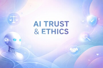 Exploring Concepts of AI Trust and Ethics With a Digital Representation of Artificial Intelligence in a Colorful Background