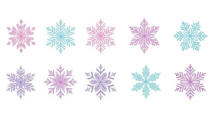 Collection of colorful snowflakes