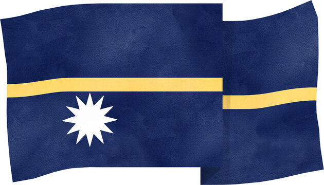 illustration of Nauru flag in watercolor style
