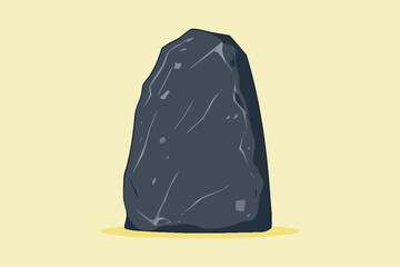 An isolated, stylized illustration presents a dark gray rock, possibly a boulder or stone, on a light yellow background, suitable for design and conceptual projects.