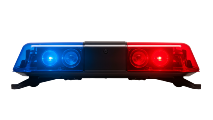 Flashing police car siren light isolated on white background
