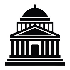 Minimalist Government Building Silhouette Icon for Public Administration and Civic Design
