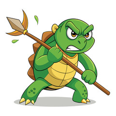 A cute happy green turtle cartoon character smiling like a friendly animal mascot