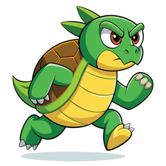 A cute funny green turtle cartoon mascot smiling like a playful reptile character