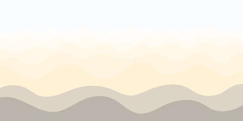 Abstract mountain landscape with sunrise and misty hills