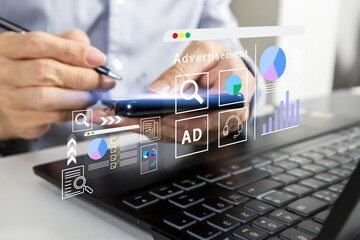 The concept of using mobile phones in online business communication, advertising business information to customers and business partners.