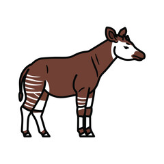 Rare African okapi vector illustration, forest giraffe mascot isolated on white
