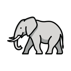 African elephant vector illustration walking, isolated on white background