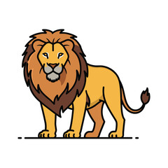 Majestic lion mascot vector illustration standing, isolated on white