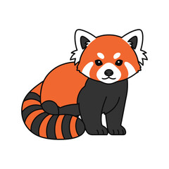 Cute sitting red panda vector illustration, isolated on white background