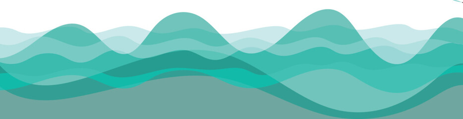 Abstract blue landscape with mountains ocean clouds and snow