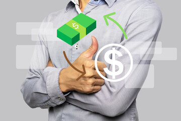 Businessman concept doing financial exchange and currency exchange management transactions.