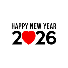 Happy New Year 2026. Hand drawn vector lettering. Isolated on white background.