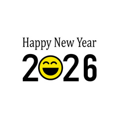 Happy New Year 2026. Hand drawn vector lettering. Isolated on white background.