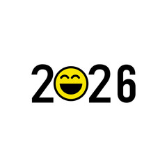 Happy New Year 2026. Hand drawn vector lettering. Isolated on white background.