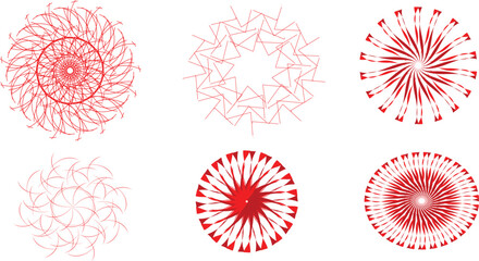 A collection of red geometric forms against a stark black backdrop, offering a striking visual. © AmajST